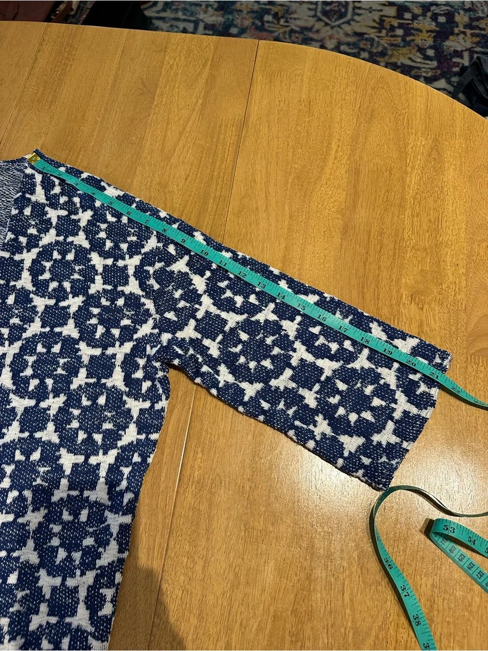 Divided H&M Blue and White Pattern Textured Open Cardigan Size M
